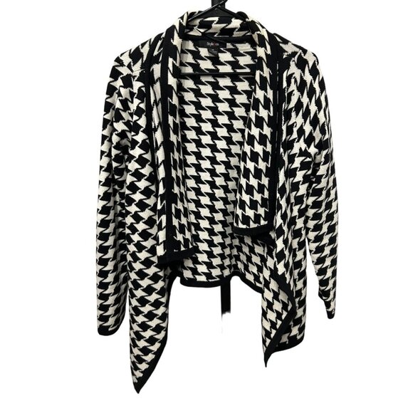 Style & Co. Houndstooth Open Front Cardigan Sweater Sz M - Picture 1 of 9
